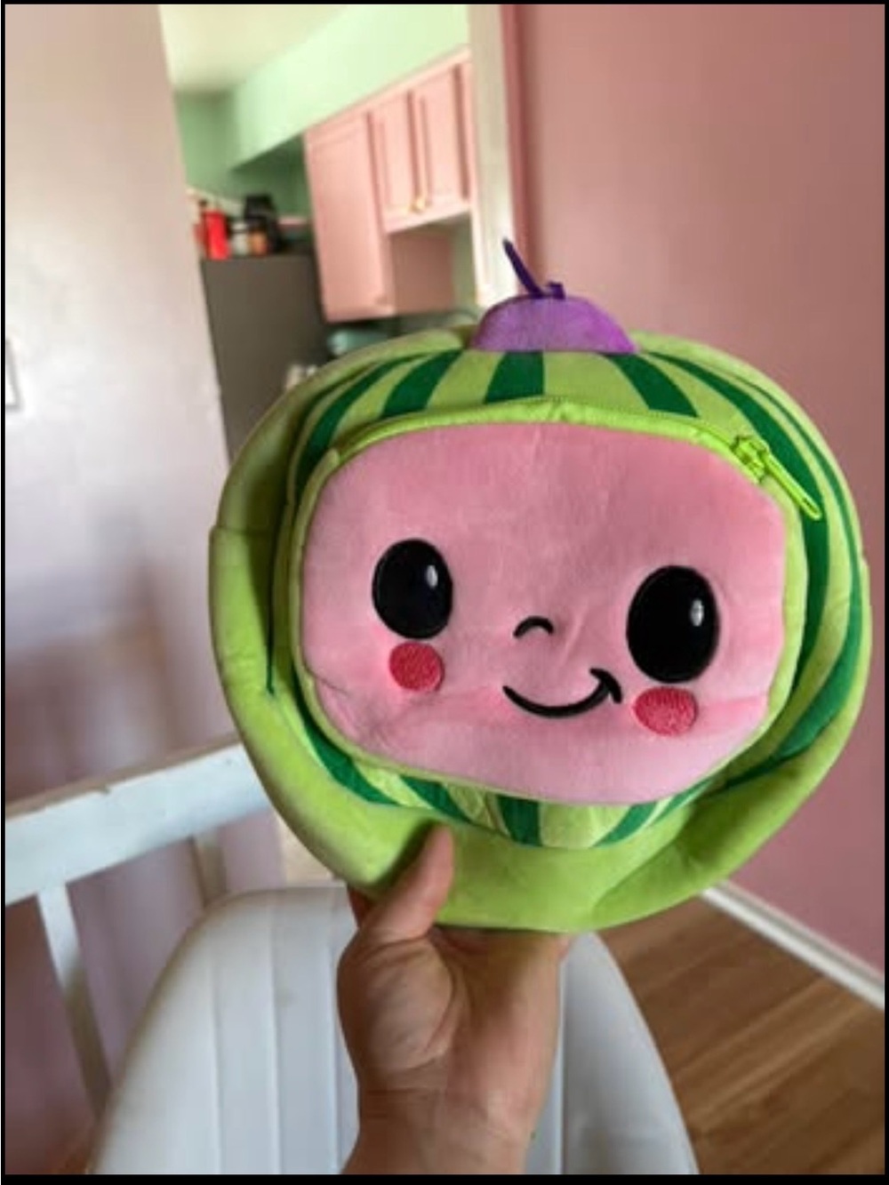 Smiling Plush Watermelon Kids Backpack - Green & Pink